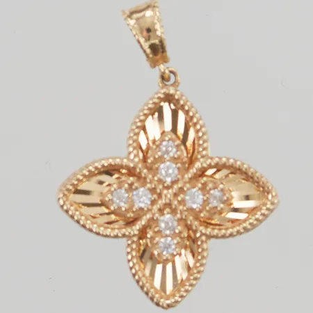 Hänge 17mm, vita stenar, 18K 3,2g.