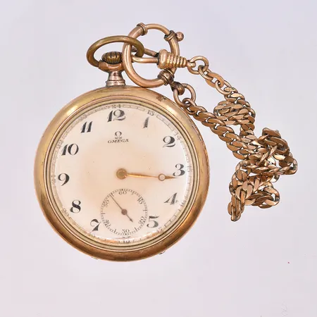 Fickur Omega, Ø54 mm, liten sekundvisare, en visare är lös, gulmetall.