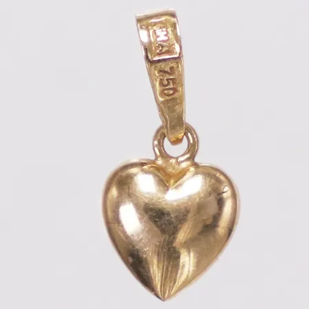 Hänge hjärta, längd 15mm inkl ögla, bredd 7mm, Guldfynd, 18K Vikt: 0,2 g