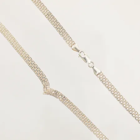 Collier X-länk, längd 46cm, bredd 5,7mm, Guldfynd, 925/1000 silver  Vikt: 11,4 g