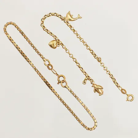 Två armband, skadat, defekt, 18K  Vikt: 7,5 g