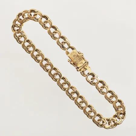 Armband Bismarck, längd 21,5cm, bredd 7,5mm, svaga länkdelar, 18K  Vikt: 19,3 g