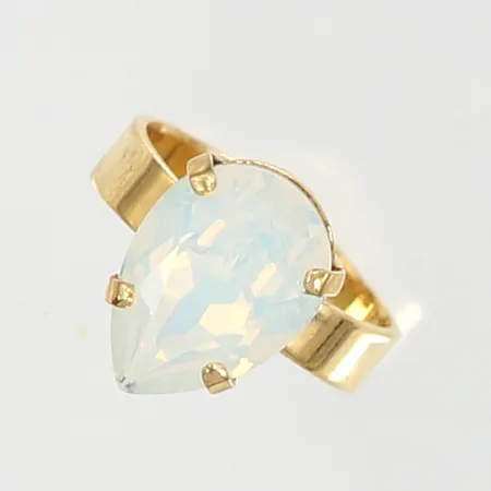 Ring med sten "Mini Drop" Caroline Svedbom, öppen skena, bredd: ca 4-14mm, gulmetall, med etui