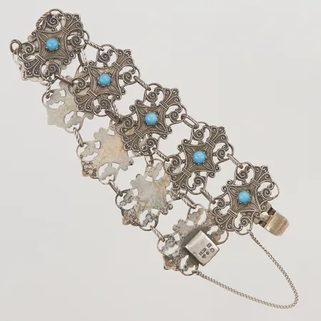 Armband Saarela Arvo, ca 19cm, bredd:25mm, turkoser, 830/1000 Silver 21,8g.