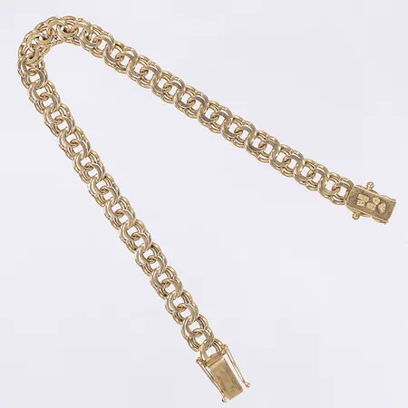 Armband Bismarck längd 18cm bredd 7mm kistlås svenska stämplar 18K Vikt: 15,1 g