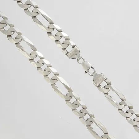 Kedja Figaro, längd ca 55cm, bredd 13mm, Italien, utbytt lås, 925/1000 silver Vikt: 84,4 g
