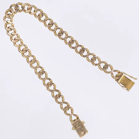 Armband pansarlänk kistlås längd 21cm bredd 7mm bruksslitage 18K Vikt: 30,9 g