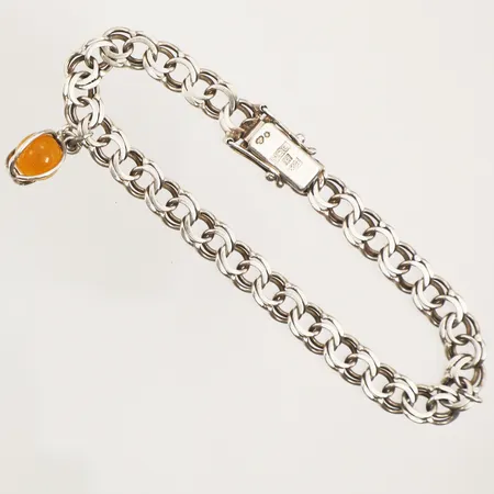 Armband Bismarck med en berlock, längd 19cm, 6,7mm, N S E Guldvaru Aktiebolag, år 1971, silver 830/1000 Vikt: 11,5 g