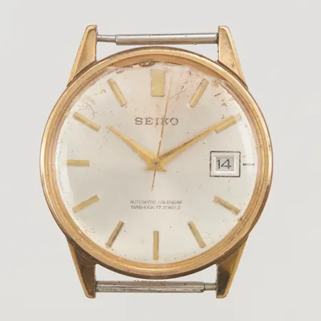 Herrur Seiko Sportsmatic, 36mm, automatisk, doublé, defekt plexiglas, servicebehov.