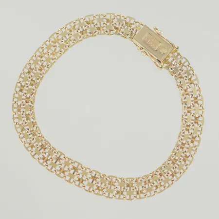 Armband X-länk med stav, längd 18,5 cm, bredd 7,3 mm, 18K Vikt: 10,8 g