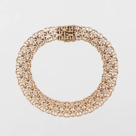 Armband 14k X-länk med stav,MEMA, längd ca 19.5 cm,bredd 10.6 mm. Vikt: 15,6 g