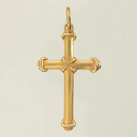 Hänge kors, längd 43mm inkl ögla, bredd 5-22mm, 18K, 3,5g Vikt: 3,5 g