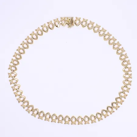 Halskedja 42cm bredd 12mm 18K Vikt: 30,8 g