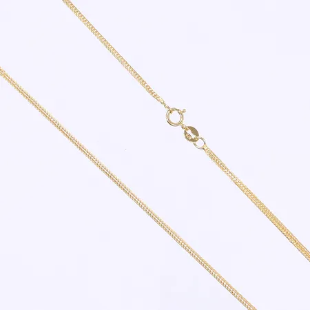 Halskedja 45cm bredd 1mm, lätt bucklig, 21K  Vikt: 4 g