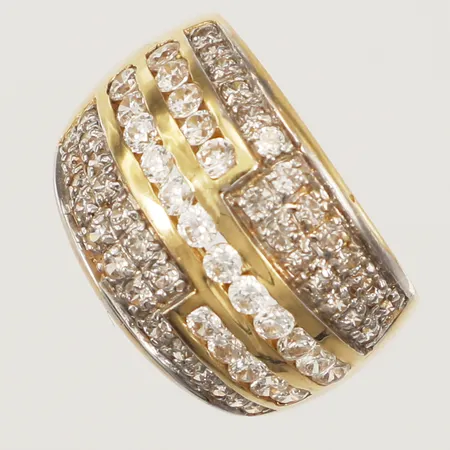 Ring med vita stenar, stl 17, bredd 15,2mm, 18K Vikt: 10,3 g