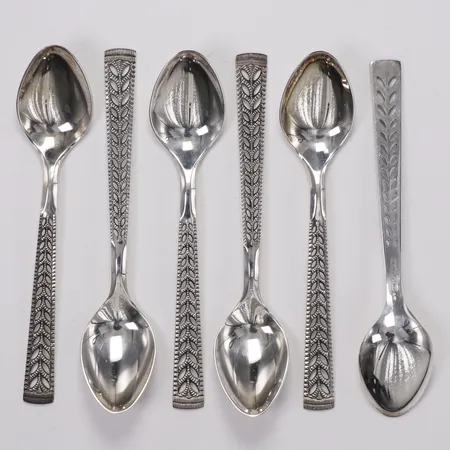 6 Kaffeskedar, längd 11cm, Norway, etui, silver 830/1000 Vikt: 58,6 g