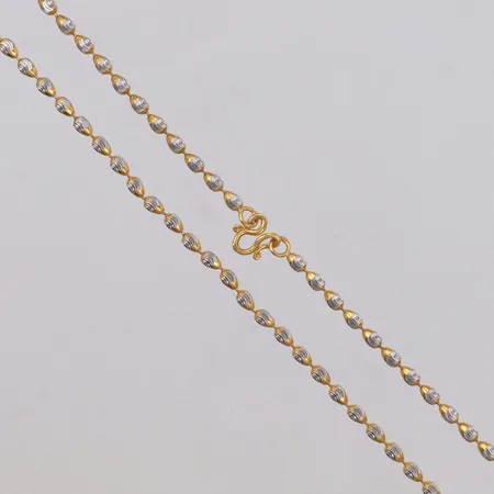 Collier med kulor, Thai, längd 48cm, bredd 3mm, tvåfärgat, 1 Baht, 23K Vikt: 15,2 g