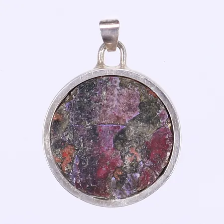 Hänge med lila sten Ø22mm silver 925/1000 Bruttovikt: 5,6g Vikt: 5,6 g