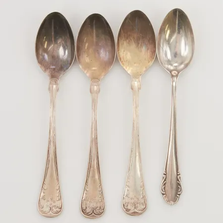 4 Omaka kaffeskedar, 830/1000 Silver 65,4g.