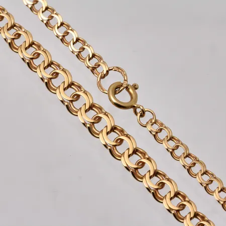 Collier i 18K guld, 44cm, Bismarck, docerad, bredd 3,4-5,2mm, vikt 9,76g.