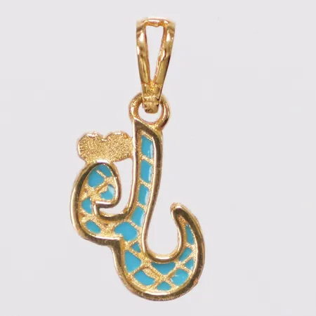 Hänge med emaljdekor, längd 17mm inkl ögla, bredd 9,3mm, 21K Vikt: 0,8 g