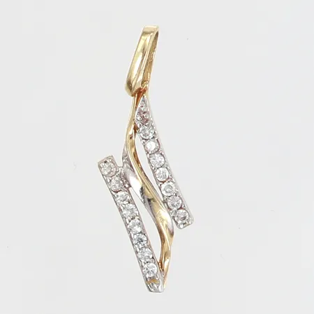 Hänge med vita stenar, 24x9mm, 14K Vikt: 0,9 g