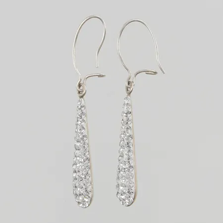 Ett par örhängen, 38mm, vita stenar, 925/1000 Silver 1,3g.