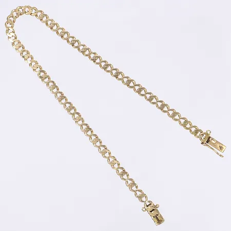 Armband pansarlänk längd 19cm bredd 4mm kistlås defekt saknar säkerhetskedja 18K Vikt: 5,4 g