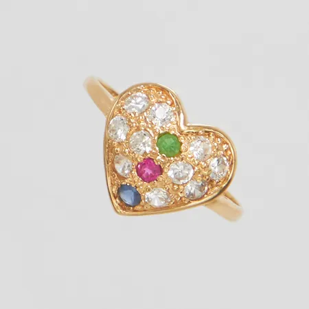 Ring med stenar, stl 18, bredd 1,5-11,5mm, 18K Vikt: 2,4 g