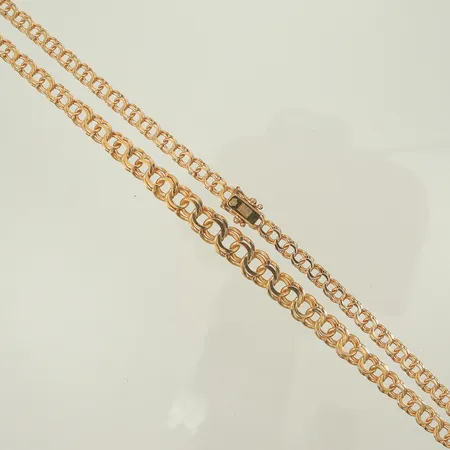 Halskedja, doserad bismarck, längd 47cm, bredd 5-8mm, trögt lås, 18K, 18,6g Vikt: 18,6 g