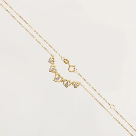 Collier, integrerat hänge med diamanter 5 x 0,0025ct, längd: 46cm, bredd: 1,0mm, justerbar längd, 18K Vikt: 2,4 g