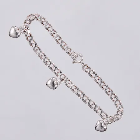 Armband Bismarck med 3 berlocker, längd: ca 16,2cm, bredd: ca 4mm, silver, 925/1000 Vikt: 3,6 g