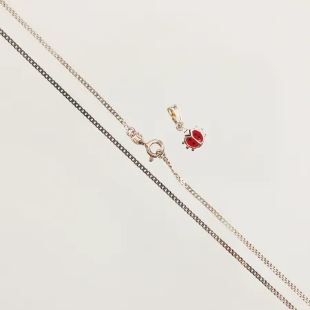 Kedja Pansar, missfärgad, längd 38cm, hänge defekt, silver Vikt: 2,8 g