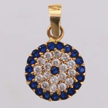 Hänge med blå och vita stenar, längd 15,5mm, bredd 9,1mm, 18K Vikt: 0,8 g