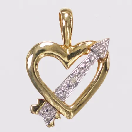 Hänge med diamant 2xca 0,005ct, längd 20,5mm inkl ögla, bredd 14,6mm, tvåfärgad, 18K Vikt: 1,6 g