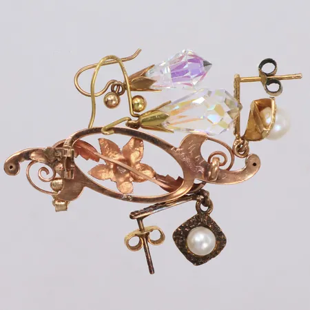 Diverse guld, stenar, defekt, 9K Vikt: 5,3 g