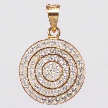 Hänge cirkel, vita stenar, ca 12x18mm, GHA, 18K Vikt: 1 g