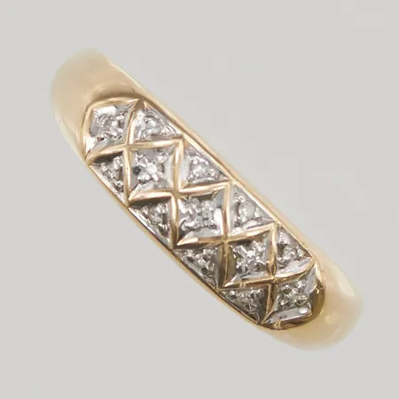 Ring diamanter 13x ca 0,005ct, Ø19½, bredd:5mm, 18K 3,2g.