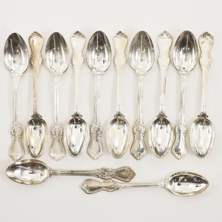 Tolv kaffeskedar, modell Olga ca 12cm, 830/1000 silver Vikt: 185,3 g