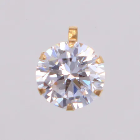 Hänge med vit sten, längd 9,8mm, bredd 8mm, GHA, 18K Vikt: 0,9 g