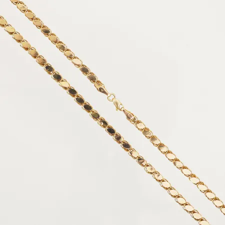 Kedja ca 50cm, bredd 4,3mm, 14K Vikt: 9,3 g