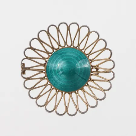 Brosch Silver/emalj Aksel Holmsen Norge,diameter 42 mm. Vikt: 10,4 g