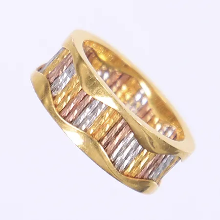 Ring stl 18½ bredd 8mm, trefärgad, 21K  Vikt: 7 g