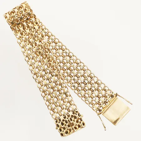 Armband X-länk, längd 19,5cm, bredd 18mm, Brofod Aktiebolaget Falköping 1963, 18K  Vikt: 42,3 g