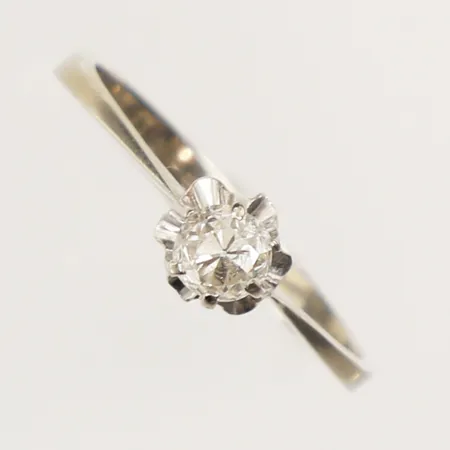 Ring med gammelslipad diamant ca 0,23ct, stl 17 ¼, vitguld, 18K Vikt: 1,9 g