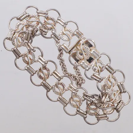 Armband, längd ca 18cm, bredd 18,6mm, säkerhetskedja, silver 800/1000 Vikt: 23,4 g