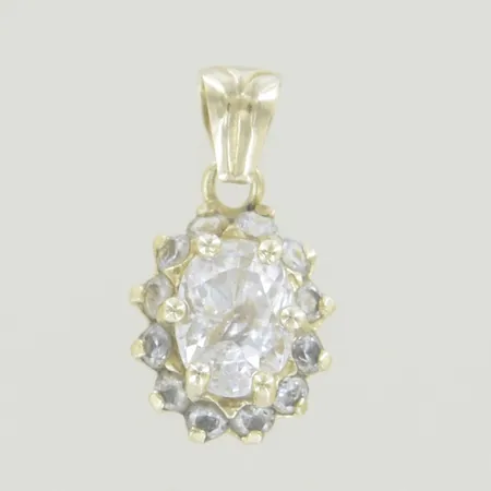 Hänge med stenar, längd 2 cm, bredd 0,7 cm, 14K Vikt: 2,1 g