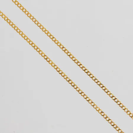 Kedja manglad pansar, längd ca 49,8cm, bredd 2mm, ojämnheter, 21K Vikt: 2,4 g