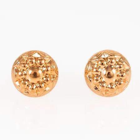 Örhängen i 18K guld. De är Ø 10 mm och väger 1,7g.