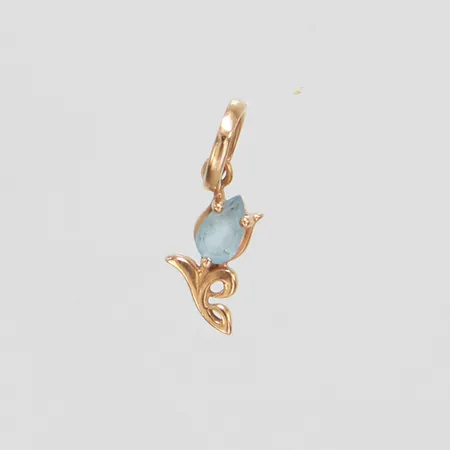 Hänge blomma med sten, längd 16mm inkl ögla, bredd 1-6mm, 14K Vikt: 0,6 g